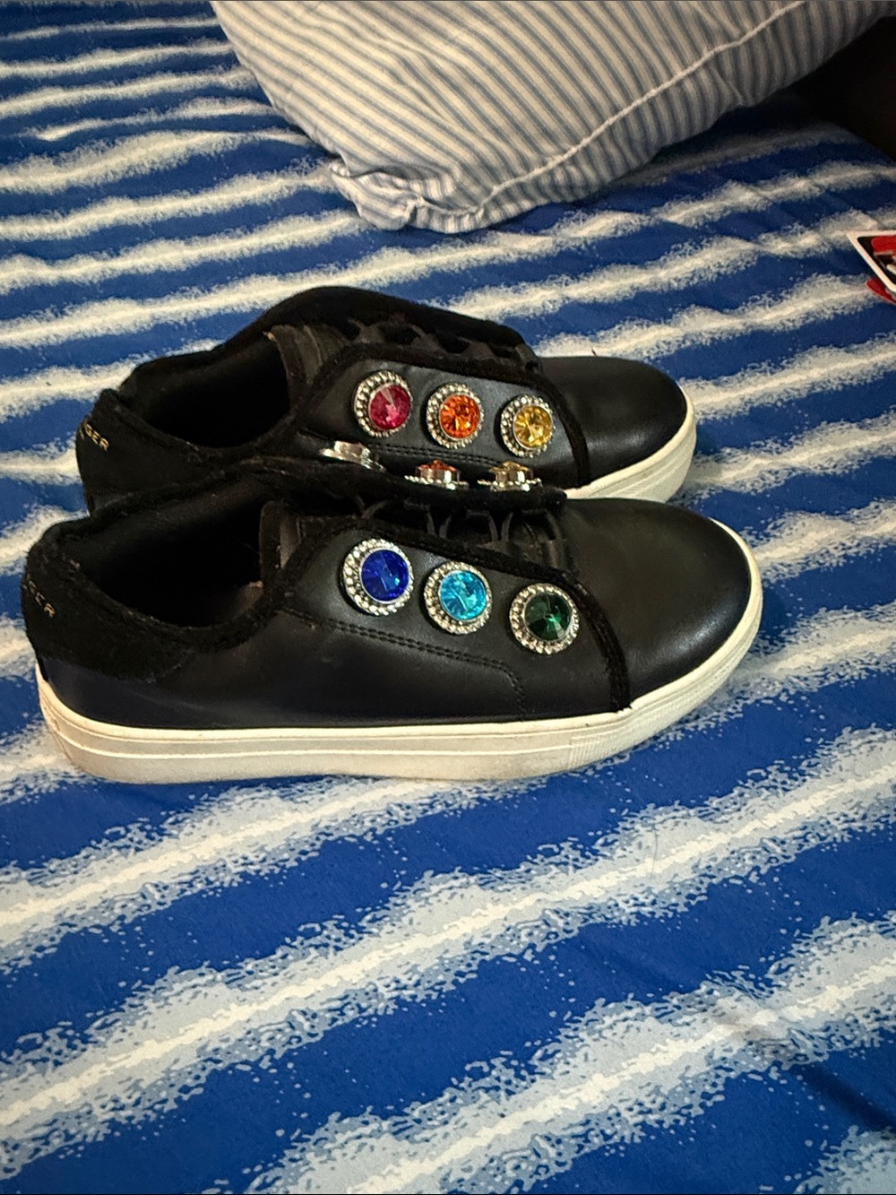 Kurt Geiger Black Kids Sneakers with Multicolor Jewel Embellishments